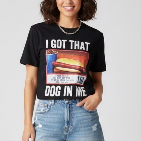 Port and Company Tops - I Got That Dog In Me Costco Hot Dog Humor Graphic Tee XL Kitsch Camp Streetwear